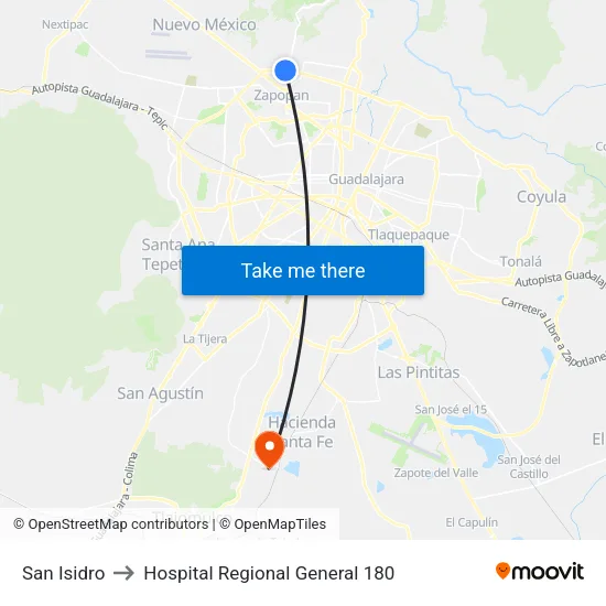 San Isidro to Hospital Regional General 180 map
