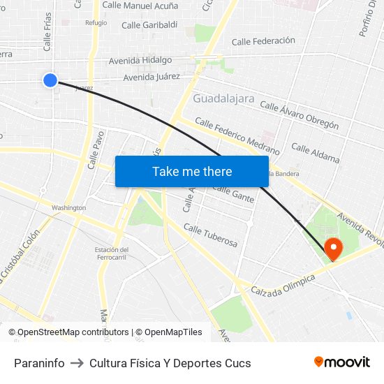 Paraninfo to Cultura Física Y Deportes Cucs map