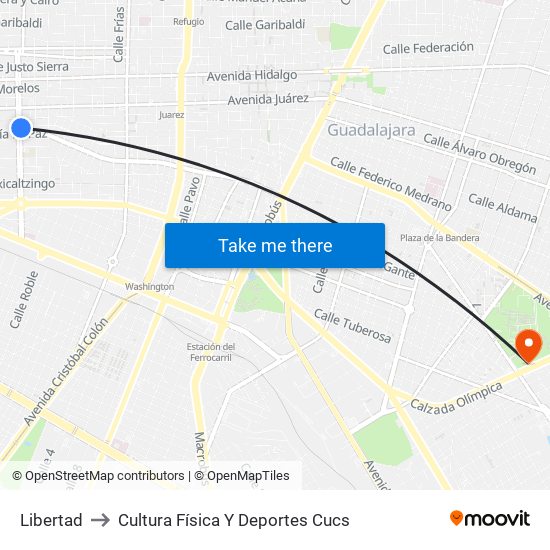 Libertad to Cultura Física Y Deportes Cucs map