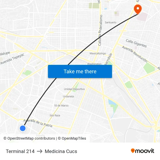 Terminal 214 to Medicina Cucs map