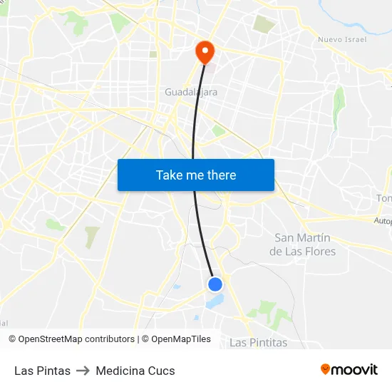 Las Pintas to Medicina Cucs map