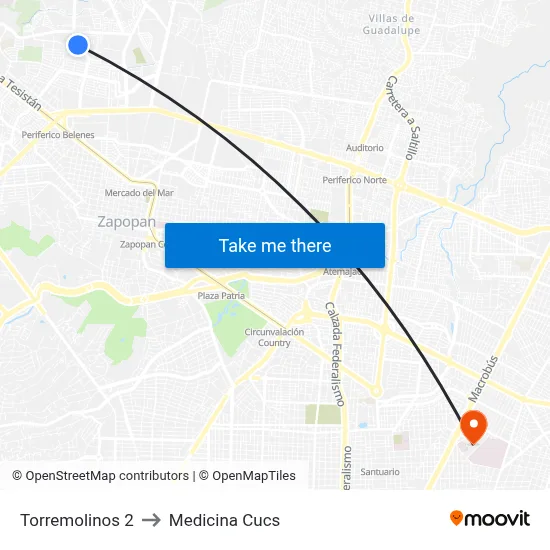 Torremolinos 2 to Medicina Cucs map