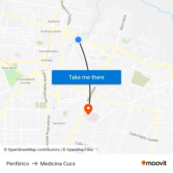 Periférico to Medicina Cucs map