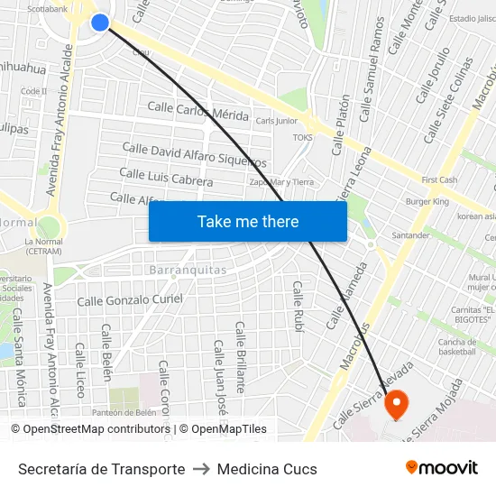 Secretaría de Transporte to Medicina Cucs map