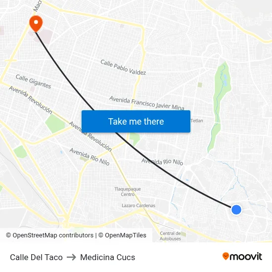 Calle Del Taco to Medicina Cucs map