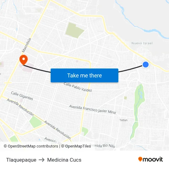 Tlaquepaque to Medicina Cucs map