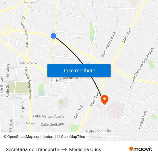 Secretaría de Transporte to Medicina Cucs map