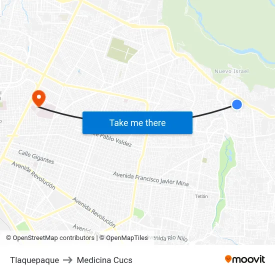 Tlaquepaque to Medicina Cucs map