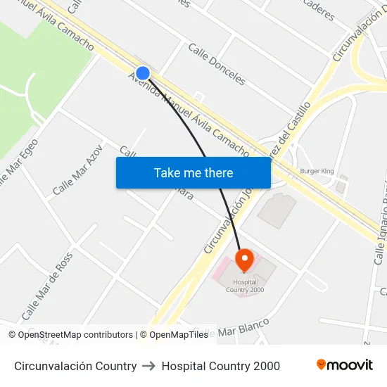 Circunvalación Country to Hospital Country 2000 map
