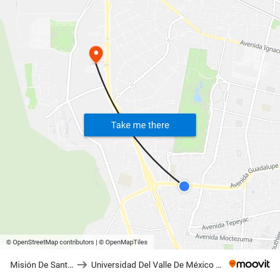 Misión De Santo Tomás to Universidad Del Valle De México Campus Zapopan map