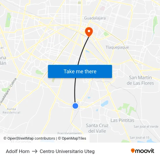 Adolf Horn to Centro Universitario Uteg map