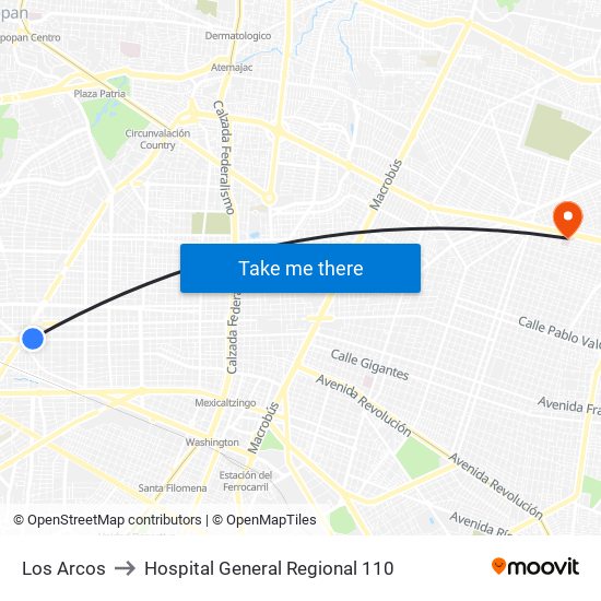 Los Arcos to Hospital General Regional 110 map