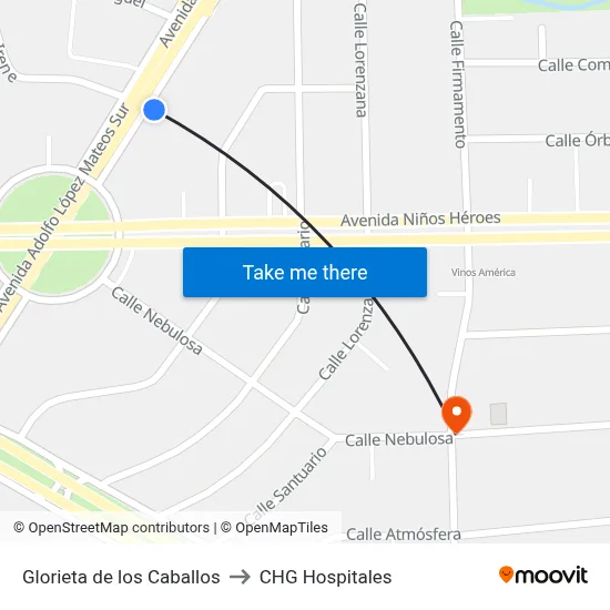 Glorieta de los Caballos to CHG Hospitales map