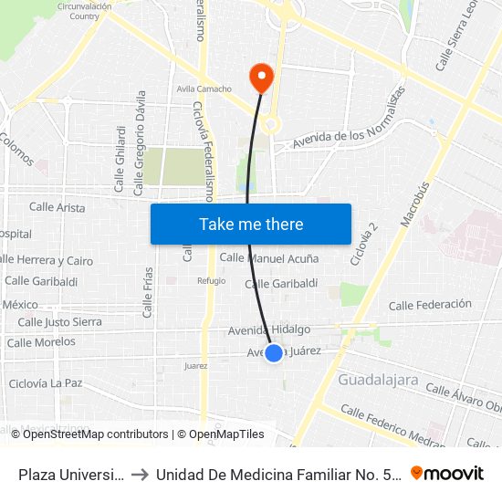 Plaza Universidad to Unidad De Medicina Familiar No. 51 IMSS map