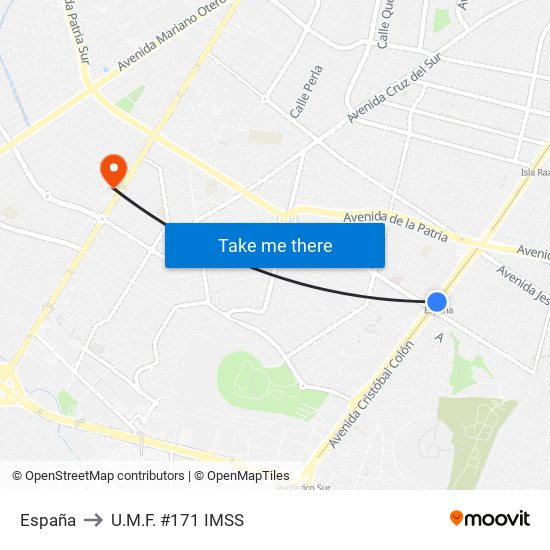 España to U.M.F. #171 IMSS map