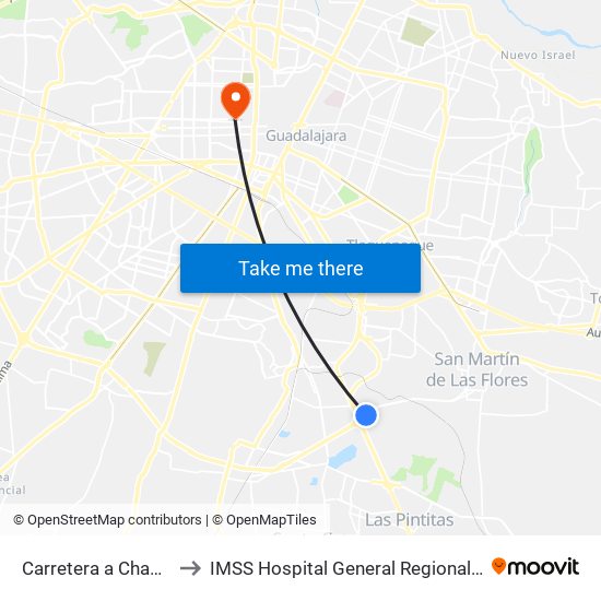 Carretera a Chapala to IMSS Hospital General Regional #45 map