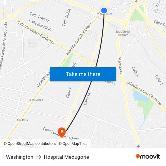 Washington to Hospital Medugorie map
