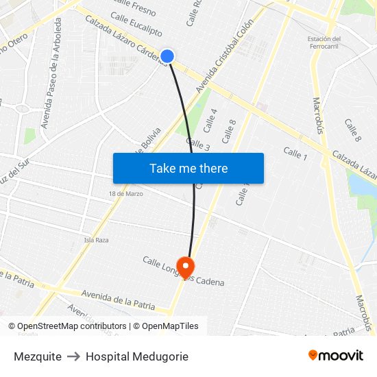 Mezquite to Hospital Medugorie map