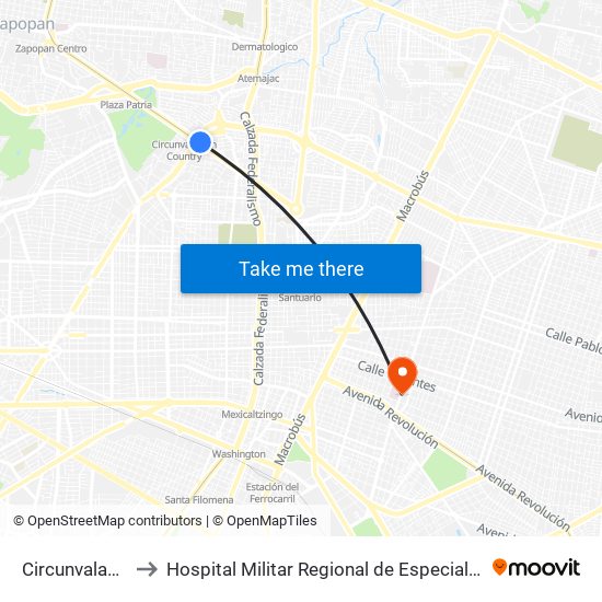 Circunvalación to Hospital Militar Regional de Especialidades map