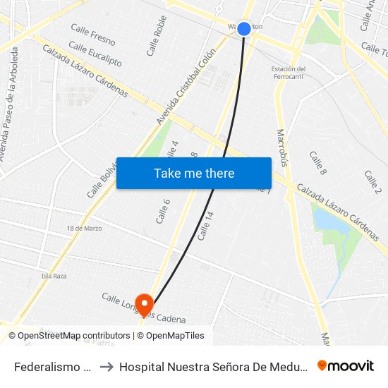 Federalismo Sur to Hospital Nuestra Señora De Medugorie map