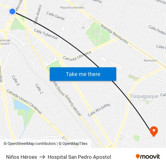 Niños Héroes to Hospital San Pedro Apostol map