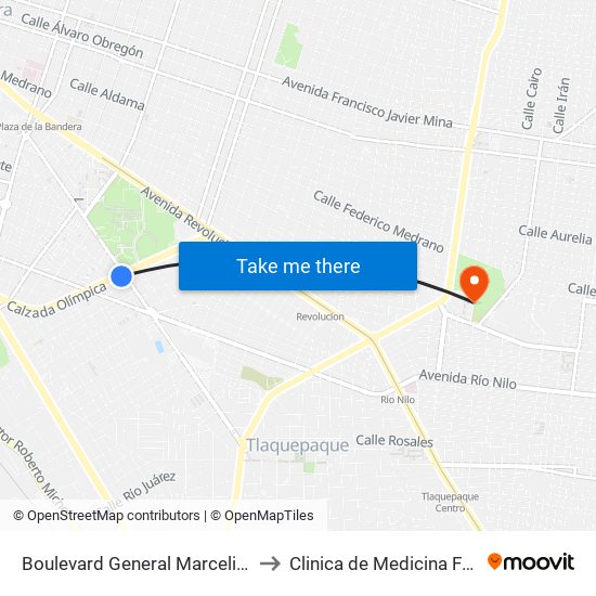 Boulevard General Marcelino García Barragán to Clinica de Medicina Familiar 3 ISSSTE map