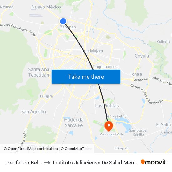 Periférico Belenes to Instituto Jalisciense De Salud Mental Salme map