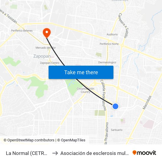 La Normal (CETRAM) to Asociación de esclerosis multiple map