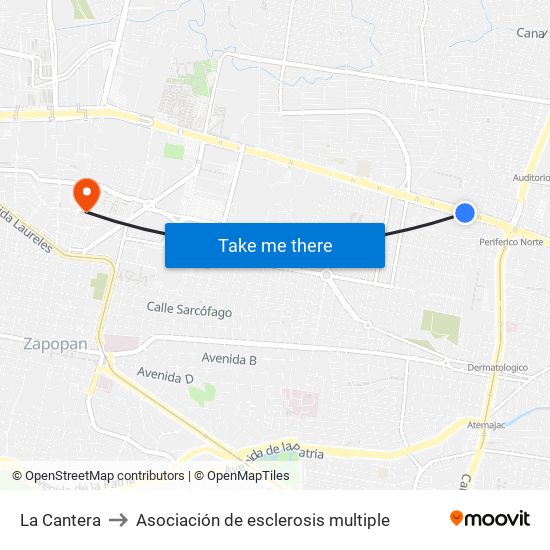 La Cantera to Asociación de esclerosis multiple map