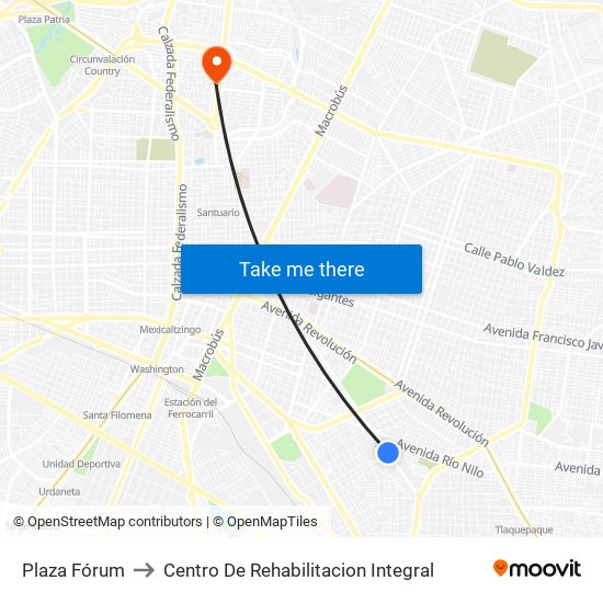 Plaza Fórum to Centro De Rehabilitacion Integral map