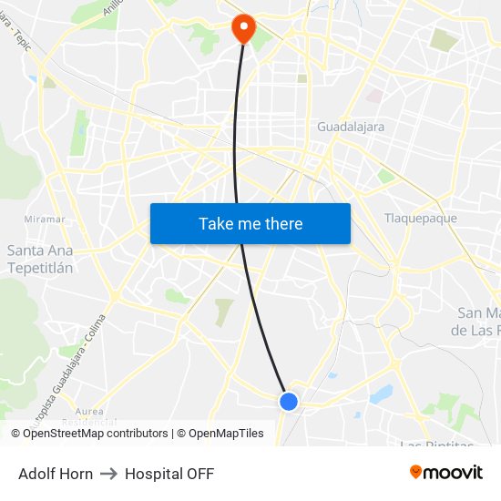 Adolf Horn to Hospital OFF map