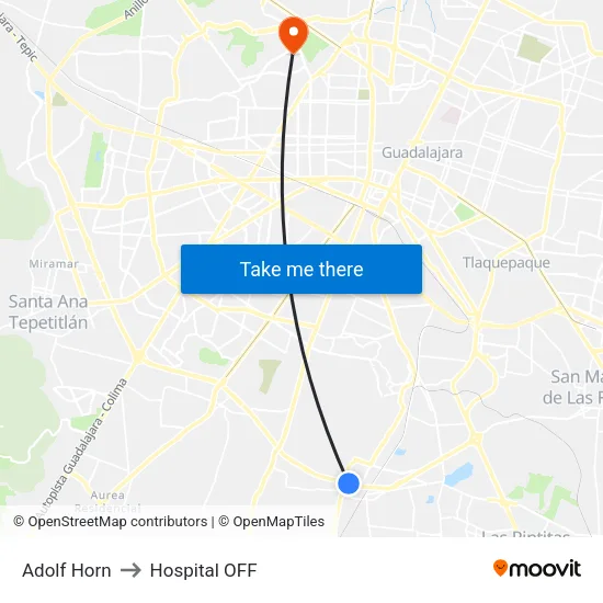 Adolf Horn to Hospital OFF map
