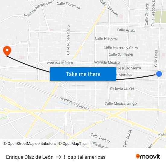 Enrique Díaz de León to Hospital americas map