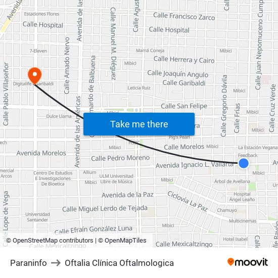 Paraninfo to Oftalia Clínica Oftalmologica map