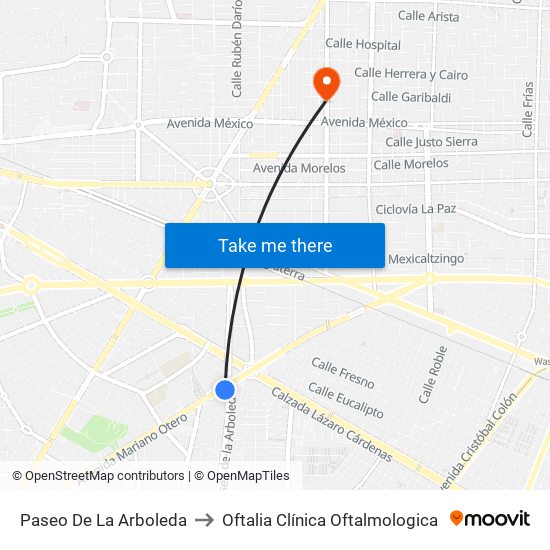 Paseo De La Arboleda to Oftalia Clínica Oftalmologica map