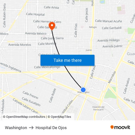 Washington to Hospital De Ojos map