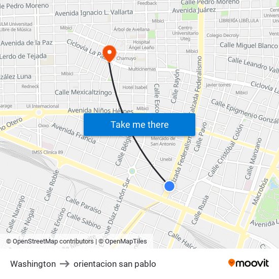 Washington to orientacion san pablo map