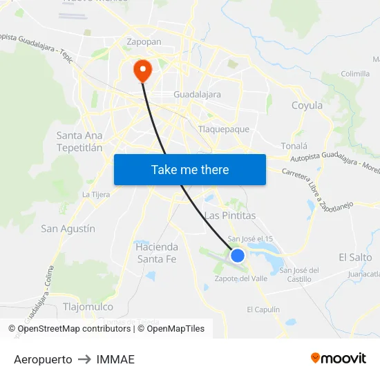 Aeropuerto to IMMAE map