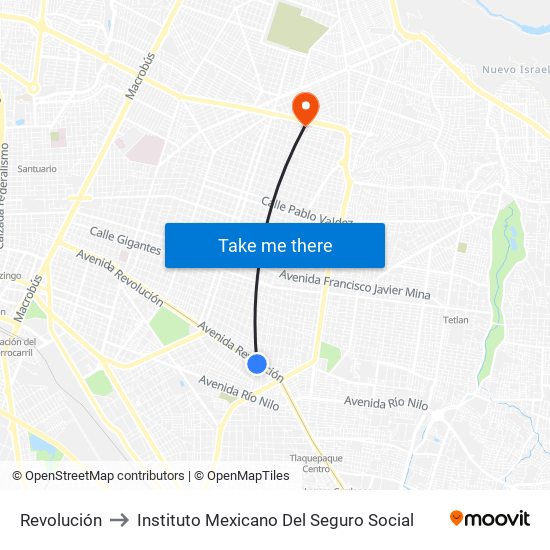 Revolución to Instituto Mexicano Del Seguro Social map