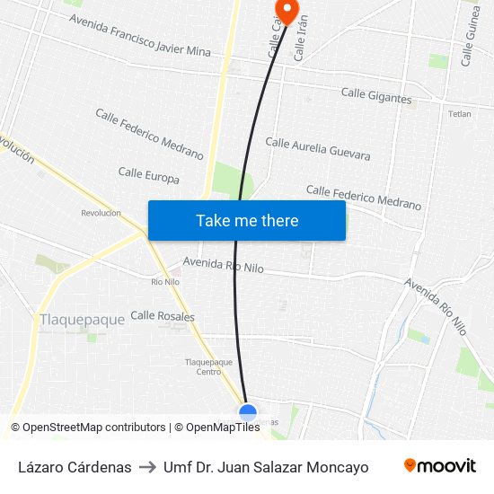 Lázaro Cárdenas to Umf Dr. Juan Salazar Moncayo map