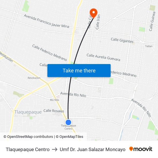 Tlaquepaque Centro to Umf Dr. Juan Salazar Moncayo map