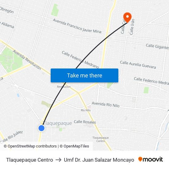 Tlaquepaque Centro to Umf Dr. Juan Salazar Moncayo map