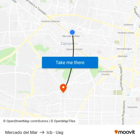 Mercado del Mar to Icb - Uag map