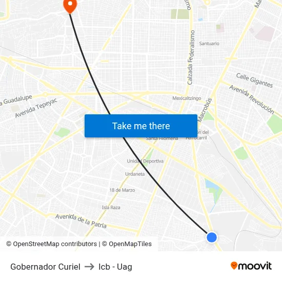 Gobernador Curiel to Icb - Uag map