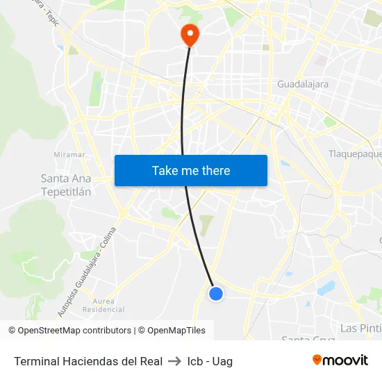 Terminal Haciendas del Real to Icb - Uag map