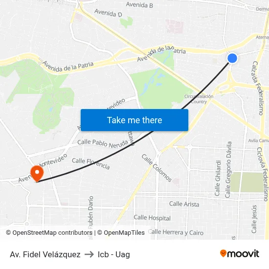 Av. Fidel Velázquez to Icb - Uag map