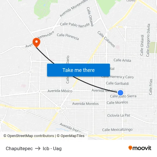 Chapultepec to Icb - Uag map