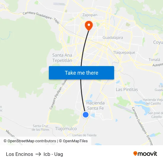 Los Encinos to Icb - Uag map