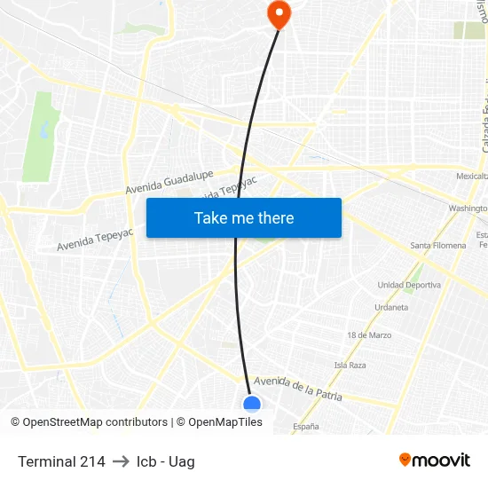 Terminal 214 to Icb - Uag map