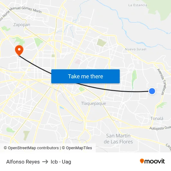 Alfonso Reyes to Icb - Uag map